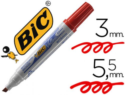 Marcador bic velleda ponta biselada vermelho para quadro branco , Bic , 7530 , 3086129999675